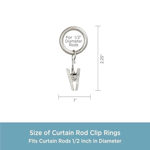 Kenney Petit Window Curtain Clip Rings, Pewter, 14 count (pack of 1) - Image 3