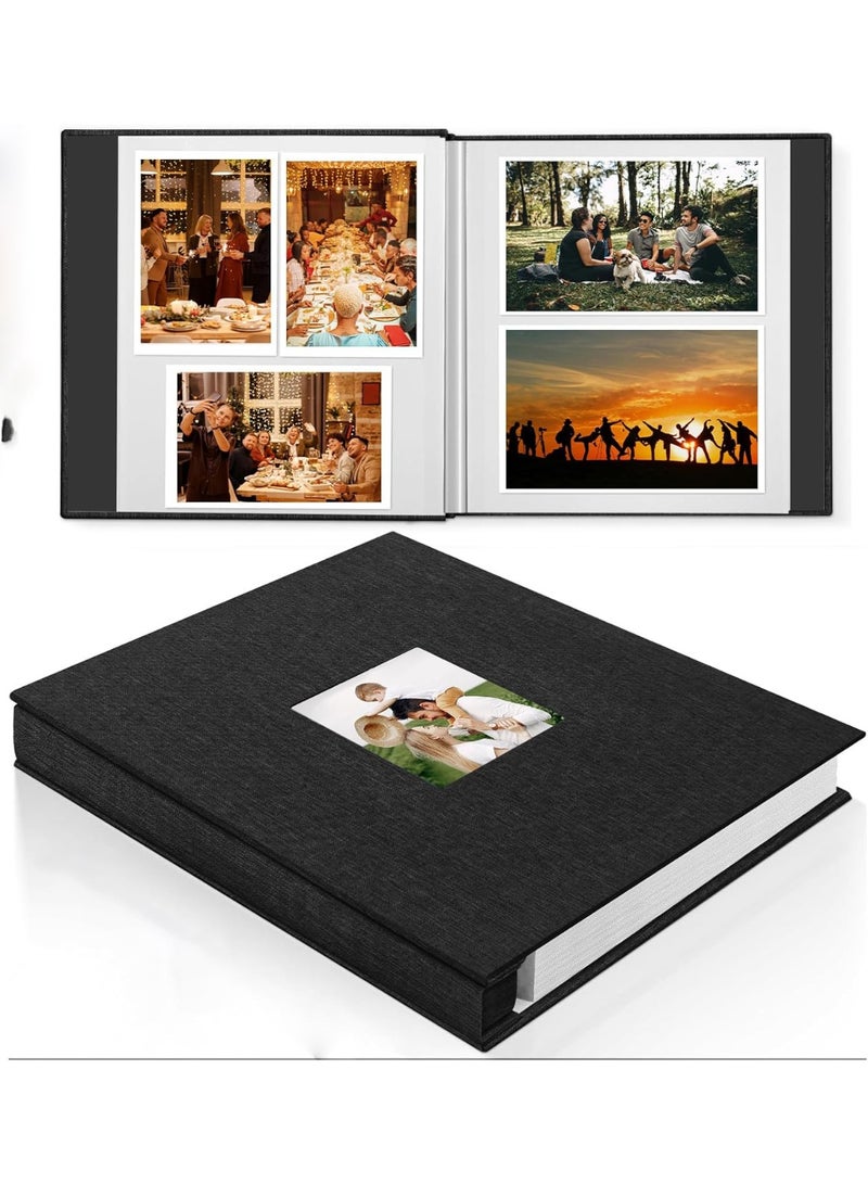 Relex Large Photo Album Scrapbook with Window, Linen Self Adhesive Scrap Book, Wedding Anniversary Birthday Valentines Day, 28cm x 27cm 40 Blank Pages Memory Book (Black) - Image 1