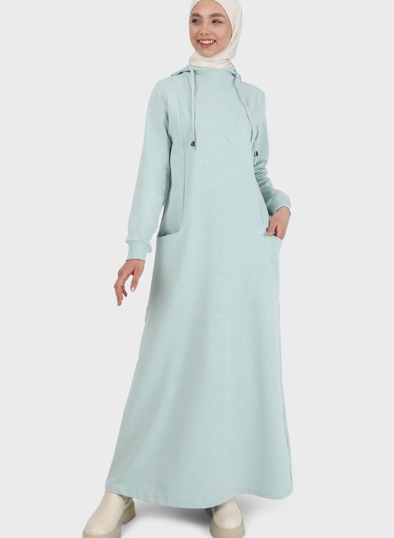 Refka by modanisa Pocket Detail Hooded Dress - Image 1
