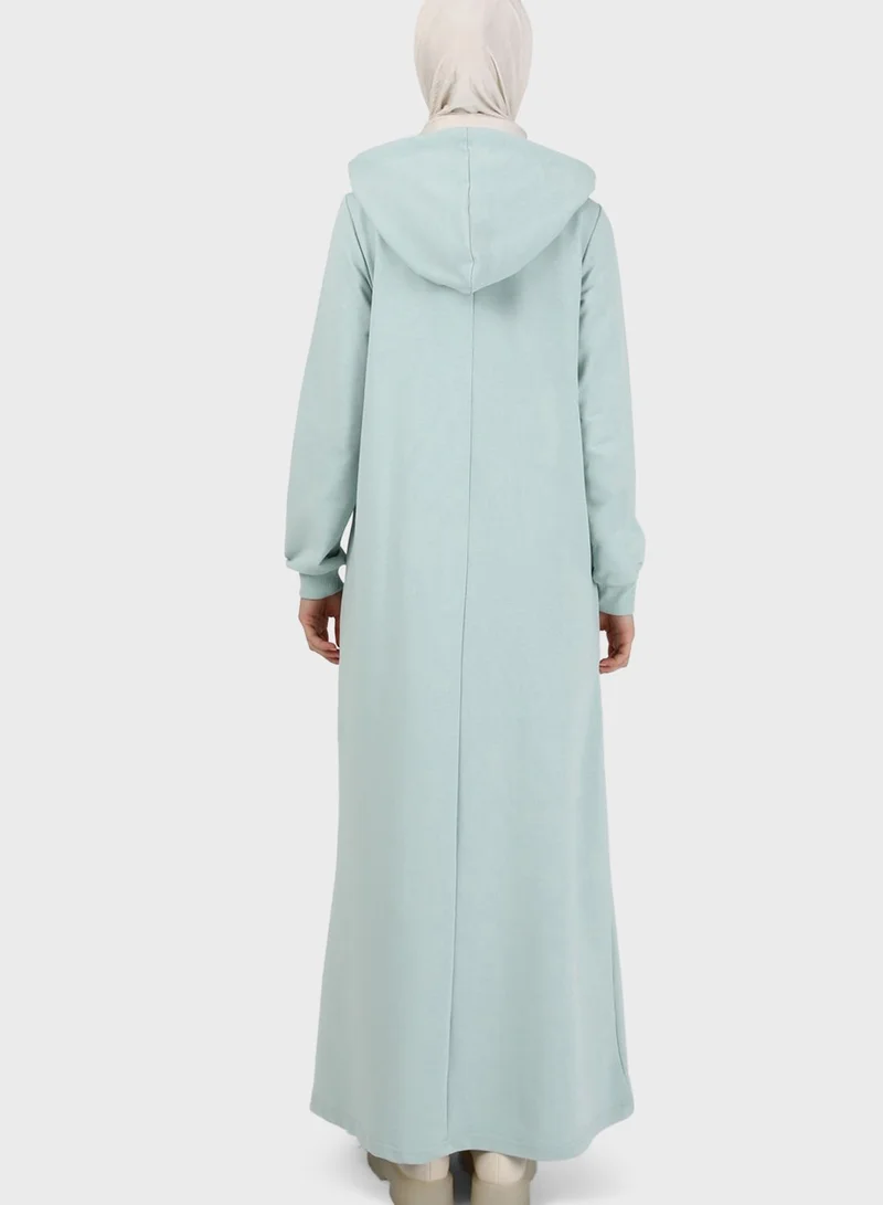 Refka By Modanisa Pocket Detail Hooded Dress
