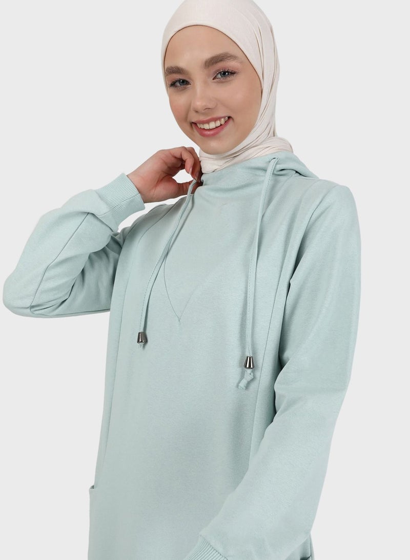Refka by modanisa Pocket Detail Hooded Dress - Image 3