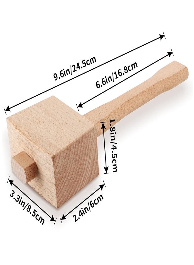 Sanbege 9.6" Wooden Mallet, Solid Beechwood Ice Hammer, Damage Free Striking Carpenter Hand Tool for Woodworking, Wood Carving, Leather Work, Walnut Cracking - Image 3
