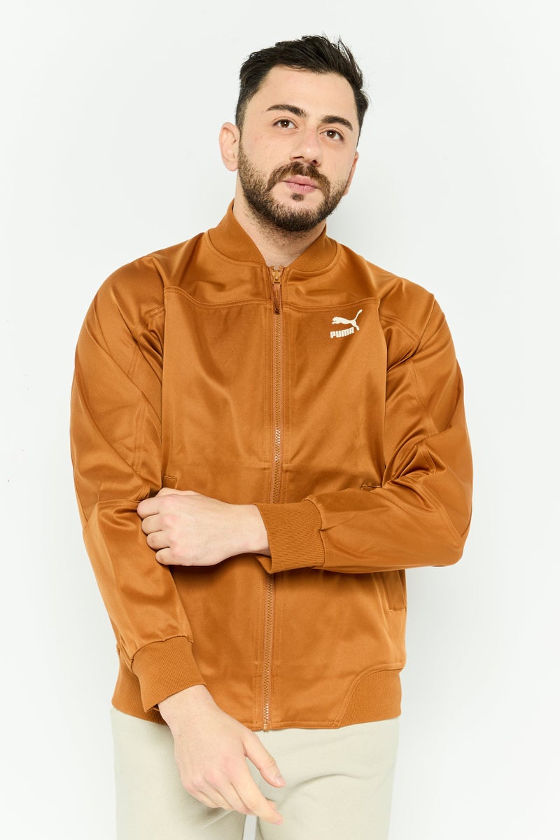 PUMA جاكيت رياضي للرجال بأكمام طويلة مناسب للخارج، بني - Image 1