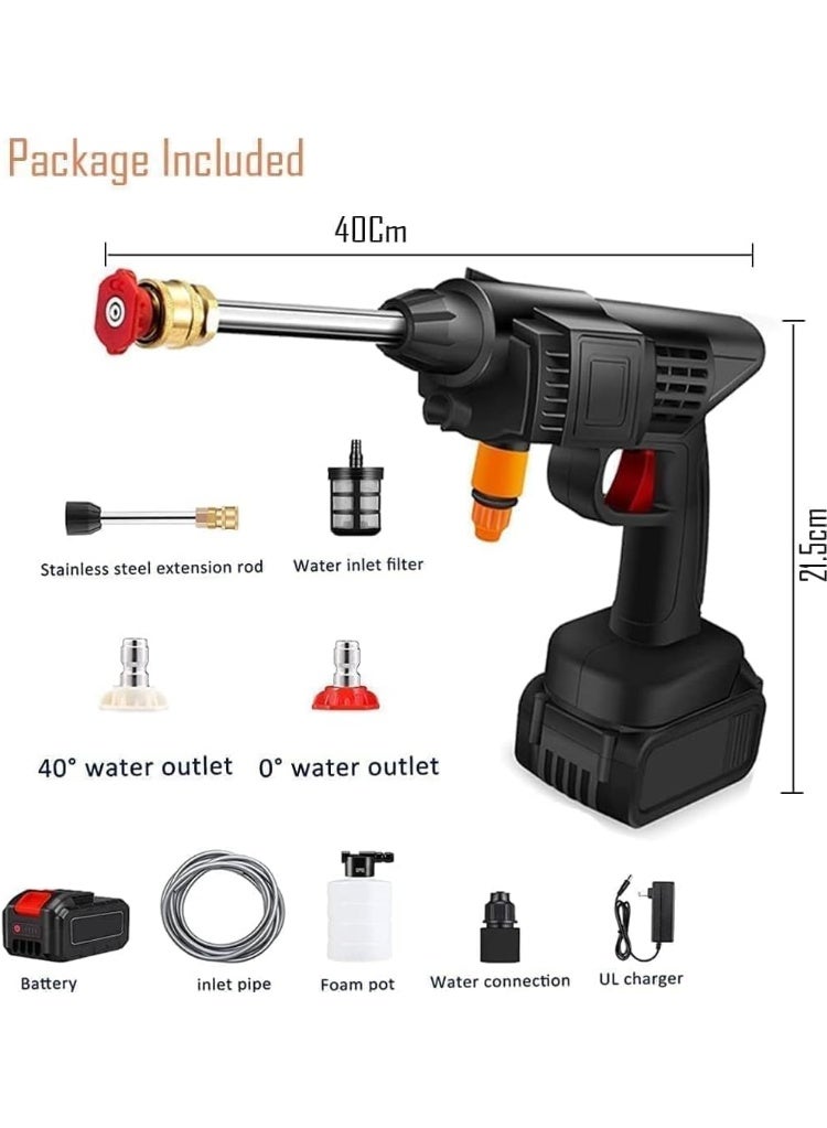 DubaiGallery 48V Lithium High-Pressure Cordless Washer with 2 Batteries, Foam Cannon, Long Hose, Multi-Nozzle Cleaning for Car, Driveway, Fence & Outdoor Use - Image 3