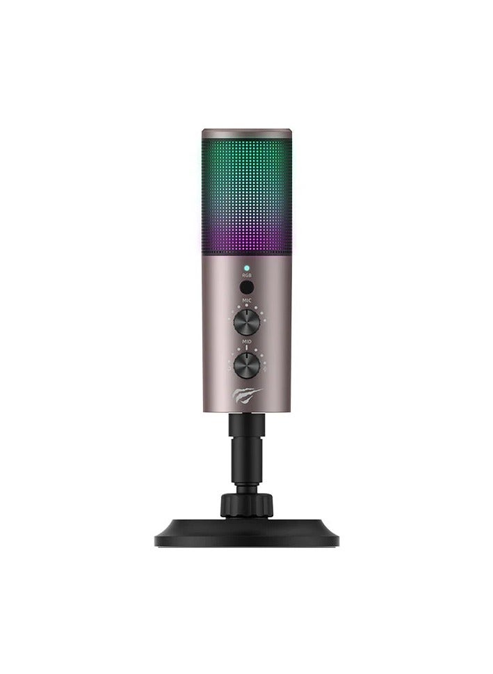 سعر ومواصفات هافيت ميكروفون HAVIT GK61 المكثف بإضاءة RGB مع ميزة اللمس لكتم الصوت وتقليل الضوضاء – ميكروفون USB احترافي للبث المباشر، والتسجيل، والبودكاست، متوافق مع الكمبيوتر الشخصي، وأجهزة Mac، وتجهيزات الألعاب (Z30210A5697638401855EZ) على Noon EG