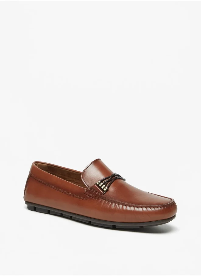 DUCHINI Men Solid Slip-On Loafers With Metallic Accent