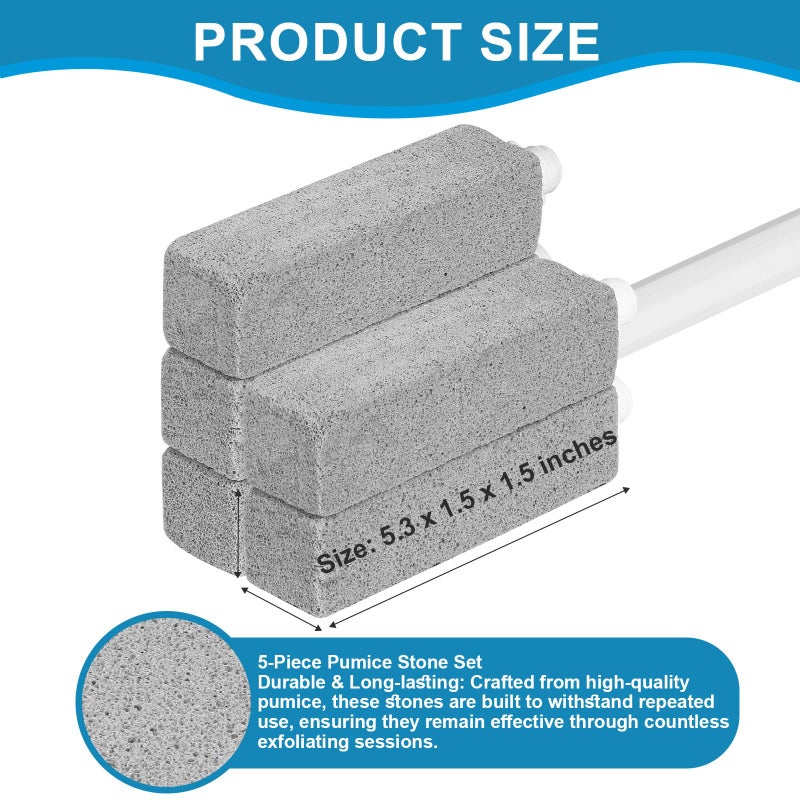 Herda 5 Packs Pumice Cleaning Stone with Extra Long Handle, Pumice Stone for Toilet Bowl Clean for Cleaning Toilets, Bathtubs, Grills, Swimming Pools, Sinks - Image 3