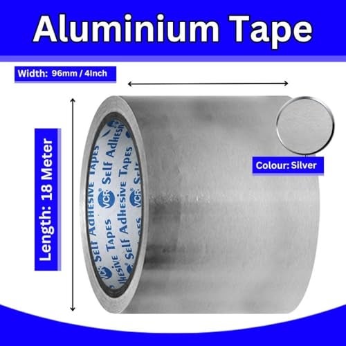 VCR Aluminium Foil Tape - Silver Tape - 18 Meters in Length 96mm / 4" Width - 1 Roll Per Pack - Foil Tape for Air Duct Joining, Used for AC Ducting, Pipe Work, High Temprature Ducting Tape - Image 3