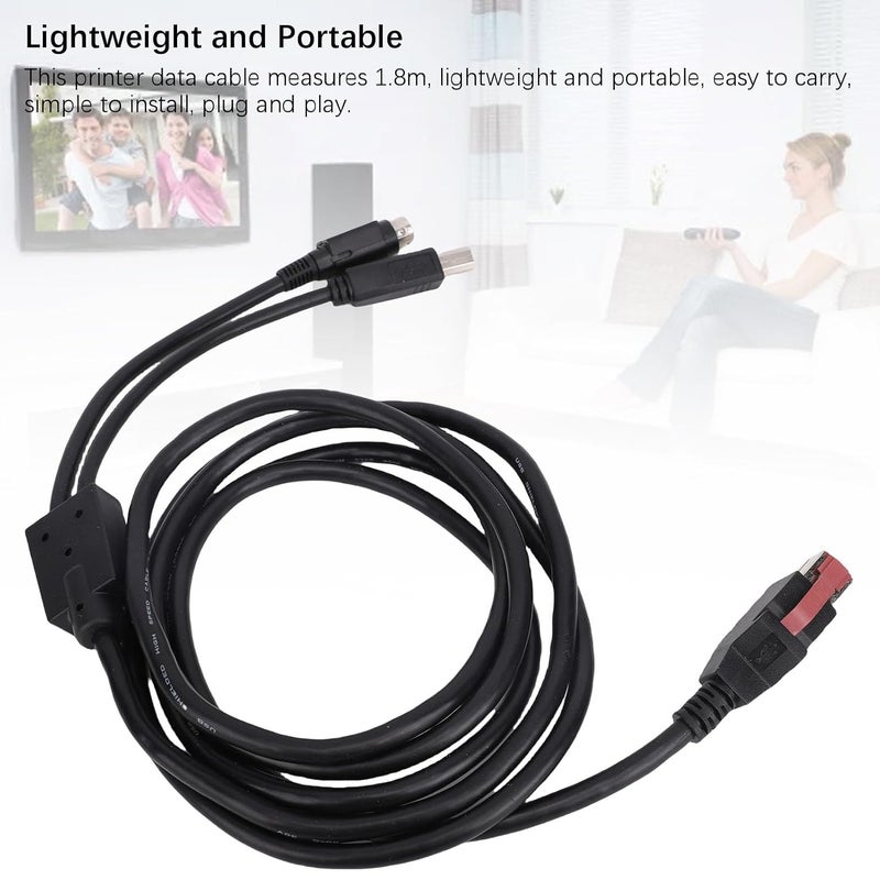 GOWENIC Printer Data Cable, 1.8m 24V Power USB to USB B Male and 3 Pin Din Male Cord, for Printer Device and Warehouse Inventory Management - Image 4