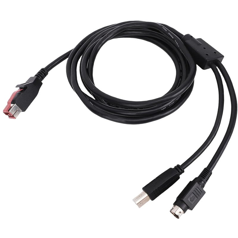 GOWENIC Printer Data Cable, 1.8m 24V Power USB to USB B Male and 3 Pin Din Male Cord, for Printer Device and Warehouse Inventory Management - Image 1