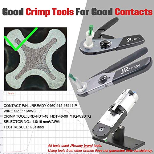 JRready ST6118 DT Connector Terminal Kit Contact Size 16, Male Pins 0460-215-16141/Female Sockets 0462-209-16141 Solid Contacts Wire Gauge 14-20 AWG, 100 Pairs - Image 5