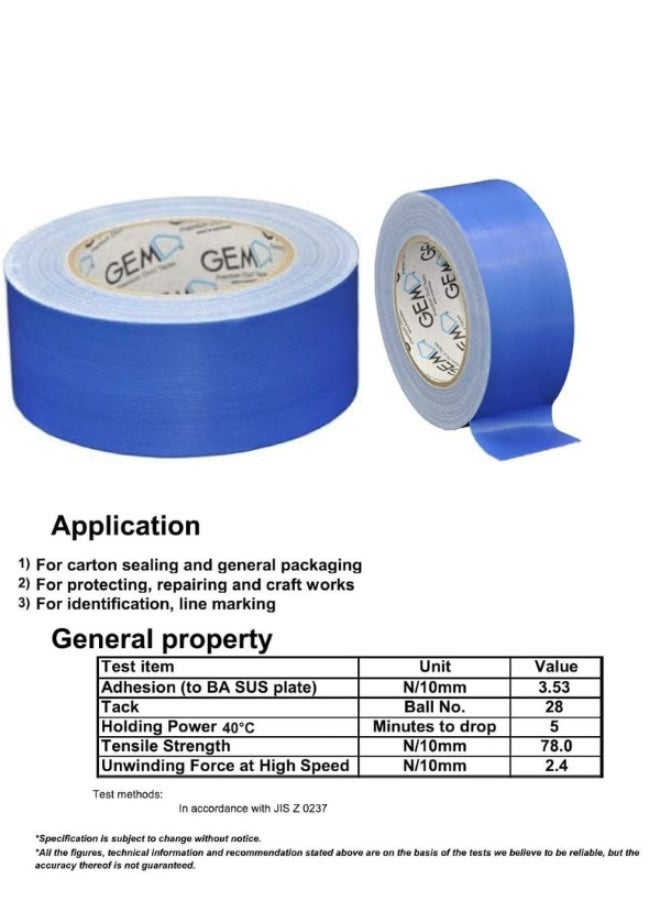 جم شريط لاصق دكت تيب جيم بريميوم، عرض 50 مم، طول 25 متر، لاصق قوي للغاية، لون أزرق كحلي - Image 3
