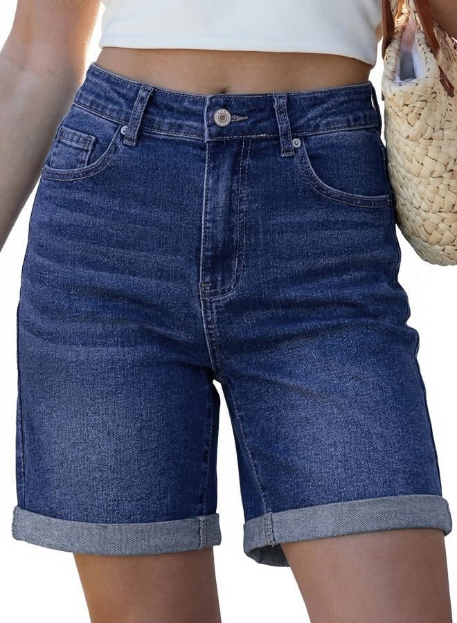 luvamia Women's Jorts Shorts for Women High Waisted High Waist Jean Shorts for Women Blue Jeans Shorts for Women Denim Mid Thigh Shorts for Women Size Medium Size 8 10 - Image 1