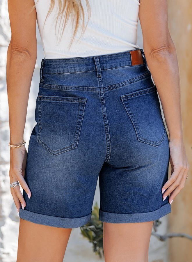 luvamia Women's Jorts Shorts for Women High Waisted High Waist Jean Shorts for Women Blue Jeans Shorts for Women Denim Mid Thigh Shorts for Women Size Medium Size 8 10 - Image 2