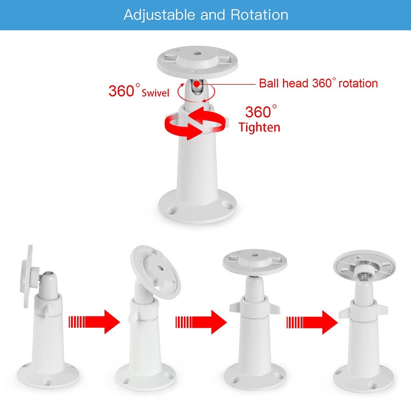 UYODM 360Â° Adjustable Wall Mount Compatible with Kasa Indoor Pan/Tilt Smart Security Camera/Kasa 2K QHD Camera Pan/TP-Link Tapo C200, Rustproof Aluminum Alloy Security Bracket White(Not Included Camera) - Image 3