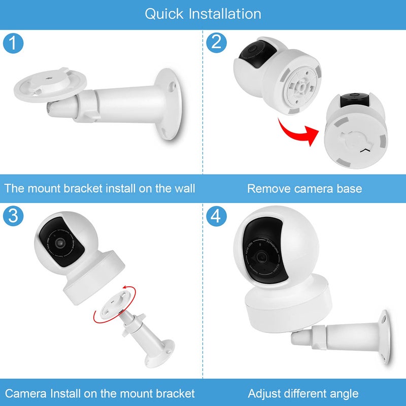 UYODM 360Â° Adjustable Wall Mount Compatible with Kasa Indoor Pan/Tilt Smart Security Camera/Kasa 2K QHD Camera Pan/TP-Link Tapo C200, Rustproof Aluminum Alloy Security Bracket White(Not Included Camera) - Image 5