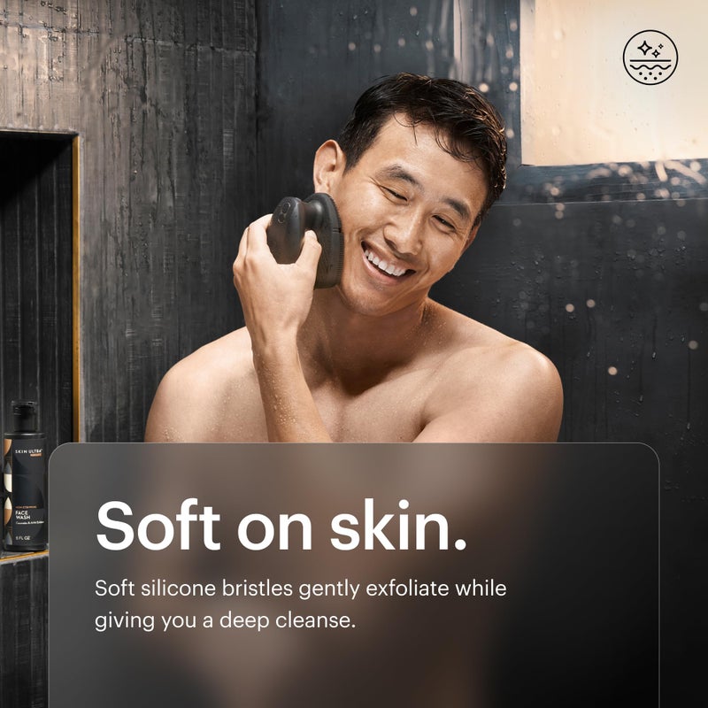 MANSCAPEDÂ® Skin Ultraâ„¢ Starter Kit - Men's Daily Skincare Routine with Face Buffer PRO Electric Silicone Scrubber, Exfoliating Face Wash with Ceramides, Facial Moisturizer Infused with Hyaluronic Acid - Image 4