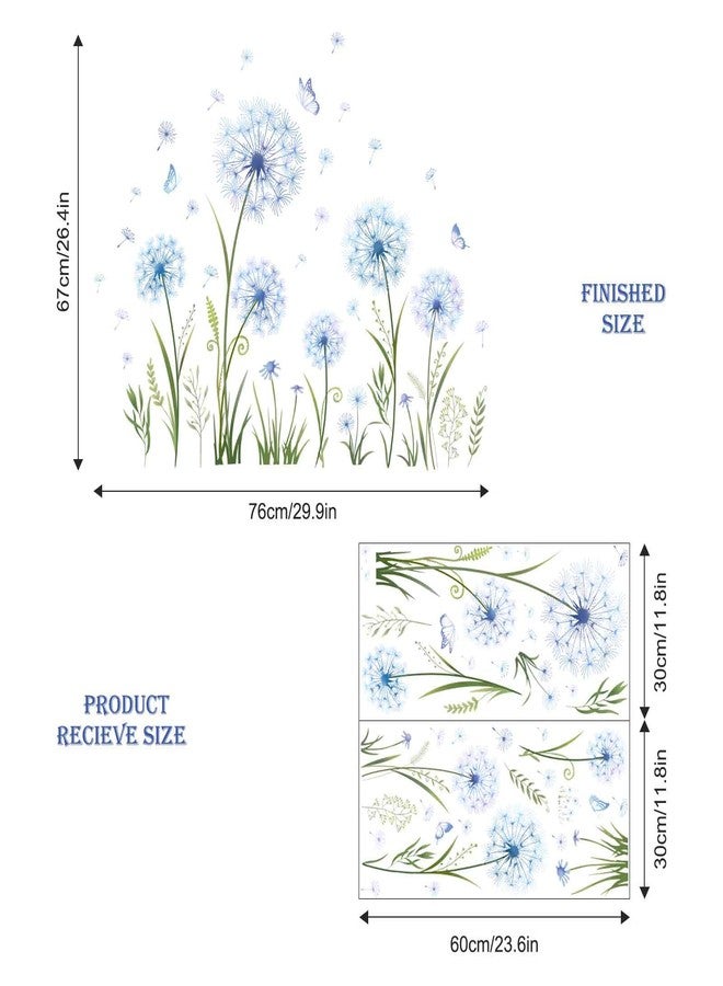 Supzone Dadenlion Flower Window Clings Blue Dadenlion Floral Butterflies Window Stickers Spring Summer Static Window Decals for Home Store Window Glass Door Decoration - Image 3