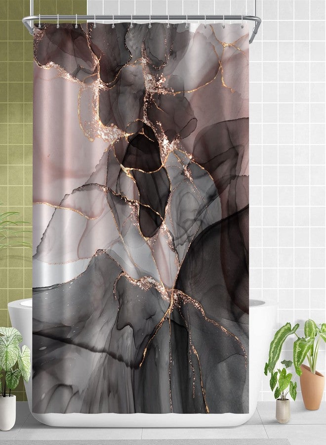 Seorsok Pink Gold Marble Shower Curtain Sets 4 Piece with Rugs,Black Pink Gold Bathroom Sets with Shower Curtain and Rugs and Accessories, Modern Bathroom Decor with Bath Mats and 12 Plastic Hooks - Image 2
