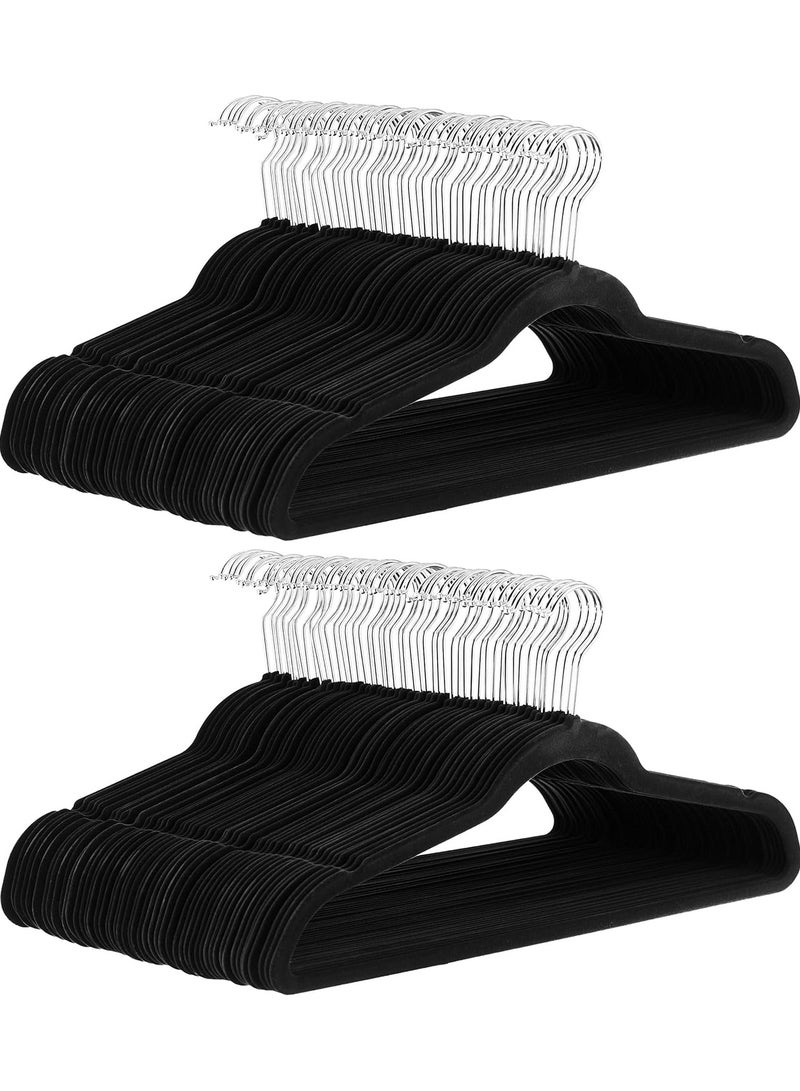CityRiya-Long Velvet Hangers 100 Pack, Non-Slip Clothes Hangers, Black Suit Hangers, Robes Cloth Hanger, Heavy Duty Coat Hangers for Closet Organizer, Pants Hangers, Clothes Hanger for Robes, Coats, Pants & Dress - Image 1