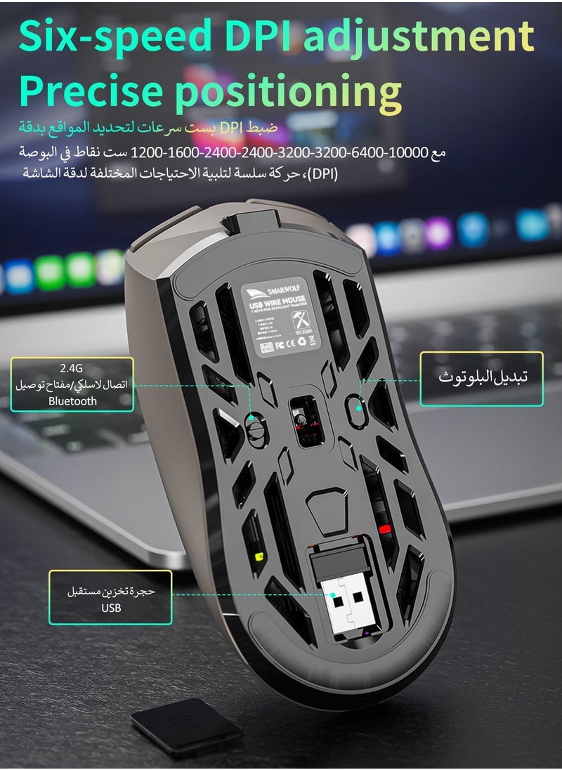 ARCHAEOPTERYX Wireless Mouse, Upgraded 2.4GHz Ergonomic Optical Mouse, Gaming mouse，10000 DPI Max, 6DPI Adjustable, 6 Buttons, Wireless Mouse for Laptop, PC, Chromebook, Notebook, 10M Wireless Connection Mouse | Black  - Image 4
