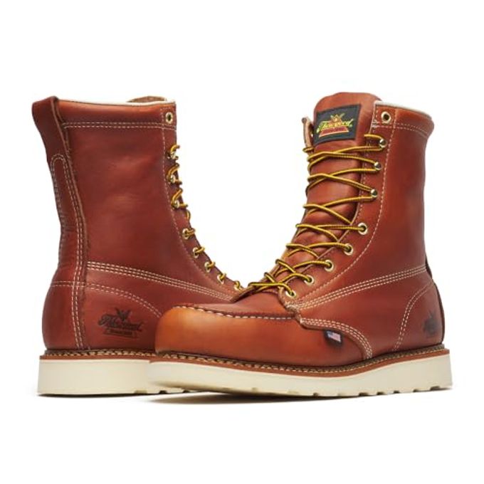 Thorogood American Heritage 8 Steel Toe Work Boots For Men Full-Grain Leather With Moc Toe, Slip-Resistant Wedge Outsole, And Comfort Insole; Eh Rated, Tobacco Oil-Tanned 10 D Us - Image 1