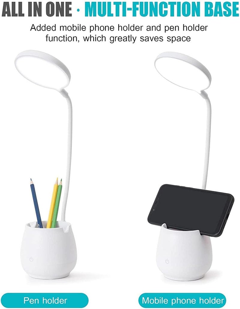 X spring Xspring Desk Lamp for Home Office, LED Desk Lamp with Pen and Phone Holder, Eye Caring Small Table Lamp with 3 Color Light Modes and USB Charging Port, Reading Light for Dorm, Study, Computer Work - Image 4