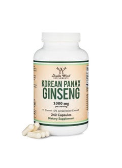 Ginseng Capsules (Korean Red Ginseng Extract Panax Ginseng 10% Ginsenosides) (4 Month Supply) 240 Vegan Capsules 1000Mg Per Serving For Mood Cognitive Function And Energy Support By Double Wood