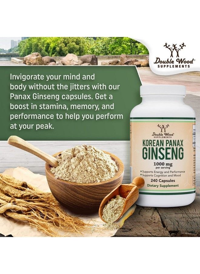 Double Wood Supplements - Ginseng Capsules (Korean Red Ginseng Extract Panax Ginseng 10% Ginsenosides) (4 Month Supply) 240 Vegan Capsules 1000Mg Per Serving For Mood Cognitive Function And Energy Support By Double Wood - Image 1