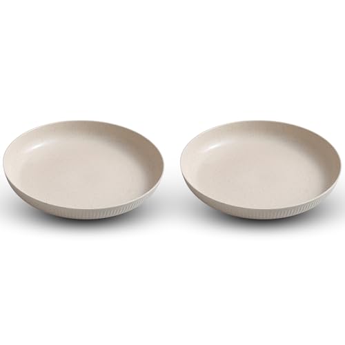 aDai Degradable Lightweight Wheat Straw Plates - 8.7" Unbreakable Dinnerware, Dishwasher & Microwave Safe for Kids, Toddlers, Adults, Ideal for Salads, Pasta, Snacks & More - (Beige, 2Pcs) - Image 1