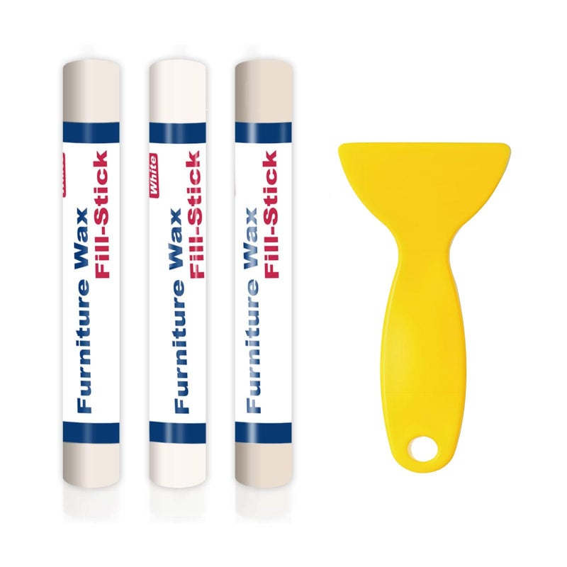 Kenbry Wood Filler Sticks 3 Colors White Wax Fill Stick, Wood Repair Kit for Scratches, Crack, Scuffs, Gouges on Wooden Funiture, Floors, Cabinets, Tables, and Doors-Rub Briskly Repair - Image 1