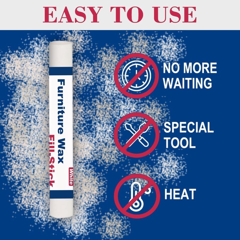 Kenbry Wood Filler Sticks 3 Colors White Wax Fill Stick, Wood Repair Kit for Scratches, Crack, Scuffs, Gouges on Wooden Funiture, Floors, Cabinets, Tables, and Doors-Rub Briskly Repair - Image 2