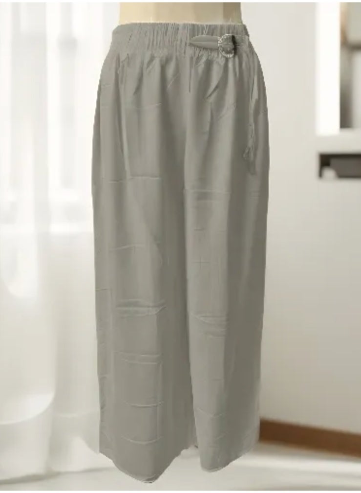 بنطلون Palazzo نسائي بمقاس حر، بخصر عالٍ، وساق واسعة، وطويل - Image 1