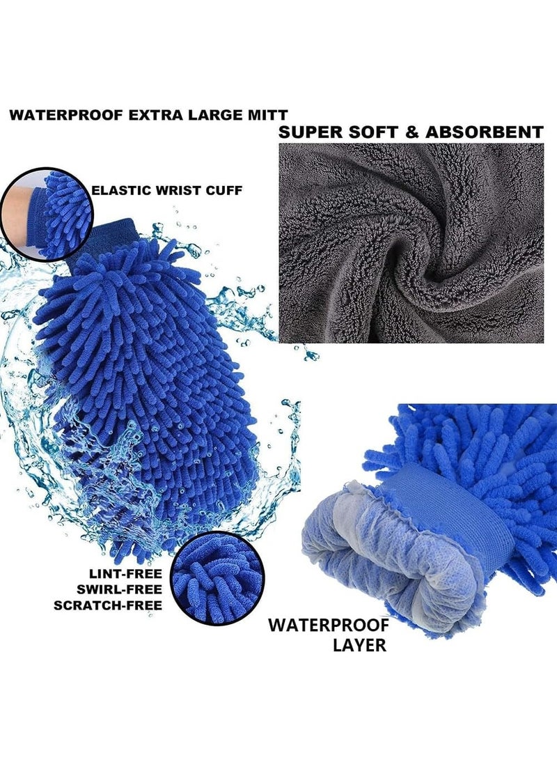 Soofam Car Wash Cleaning Tools Kit Car Detailing Set with Bag Collapsible Bucket Wash Mitt Sponge Towels Tire Brush Window Scraper Duster Complete Interior Car Care Kit - Image 3