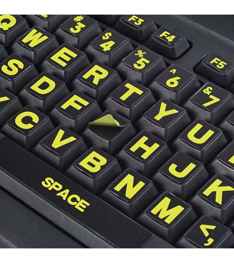 Black US English Keyboard Sticker with Large Bright Glow for Visually Impaired - Image 3