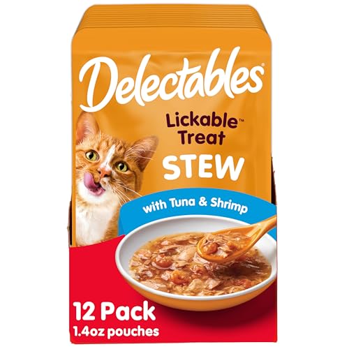 Hartz Delectables Stew Lickable Wet Cat Treats for Adult & Senior Cats, Tuna & Shrimp, 12 Count, 1.4 Ounce (Pack of 12) - Image 1