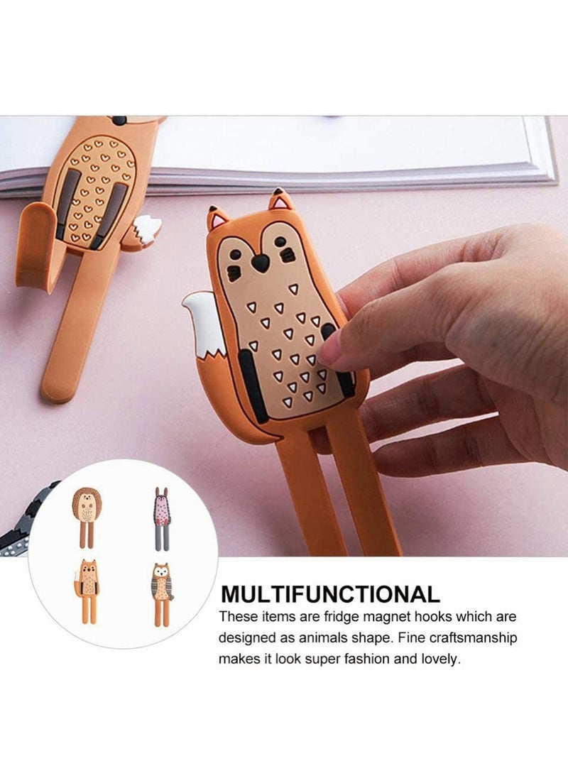 Generic Multifunction Cartoon Animal Magnetic Refrigerator Hook Sticker, 4Pcs Refrigerator Traceless Hooks Fridge Magnet Hanging Hook White Board Lockers Surface (Fox + Hedgehog + Owl + Rabbit)  - Image 5