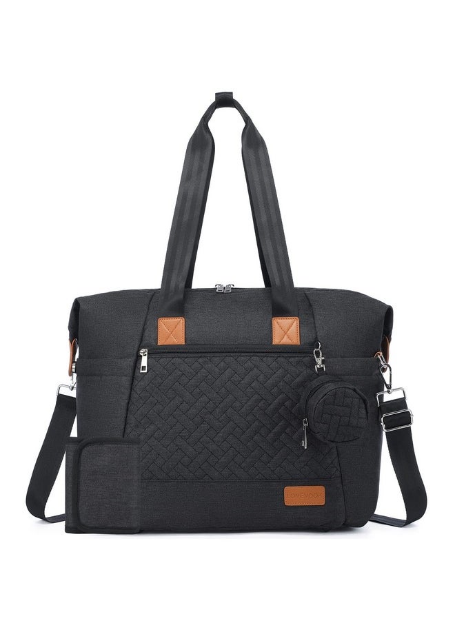 Lovevook Diaper Bag Tote Large Baby Tote Bag Travel Diaper Tote For Mom And Dad With Changing Pad And First Aid Bag Dark Gray  - Image 1