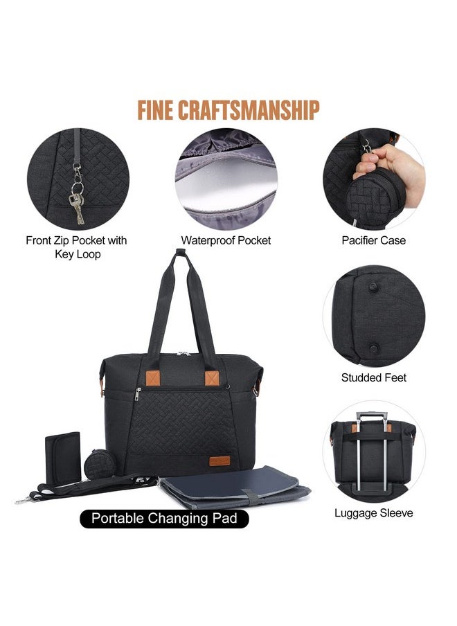 Lovevook Diaper Bag Tote Large Baby Tote Bag Travel Diaper Tote For Mom And Dad With Changing Pad And First Aid Bag Dark Gray  - Image 5