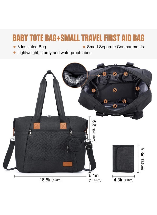 Lovevook Diaper Bag Tote Large Baby Tote Bag Travel Diaper Tote For Mom And Dad With Changing Pad And First Aid Bag Dark Gray  - Image 2