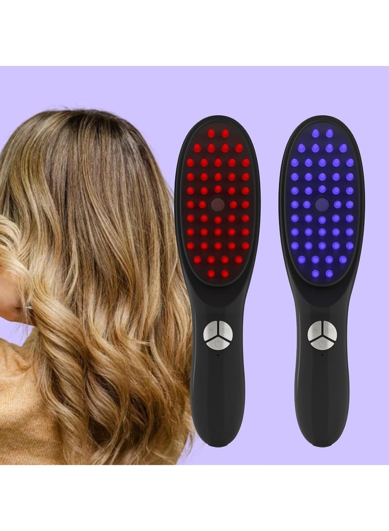 فرشاة نمو الشعر، مشط تدليك فروة الراس بالاهتزاز للعلاج  فروة شعر الراس  مع وضع كمية من الزيت  ليعالج به فروة شعر الراس بالضوء الاحمر/الازرق، فك تشابك الشعر الكثيف/المجعد/الناعم، للبالغين من الجنسين - Image 2