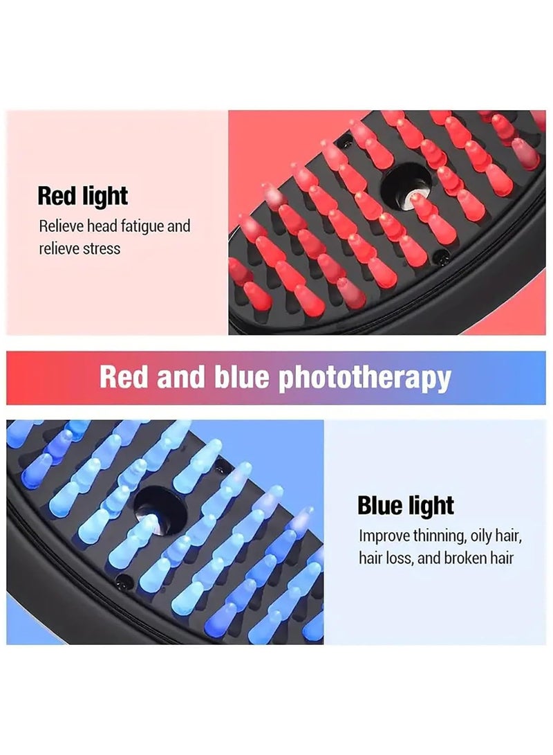 فرشاة نمو الشعر، مشط تدليك فروة الراس بالاهتزاز للعلاج  فروة شعر الراس  مع وضع كمية من الزيت  ليعالج به فروة شعر الراس بالضوء الاحمر/الازرق، فك تشابك الشعر الكثيف/المجعد/الناعم، للبالغين من الجنسين - Image 5