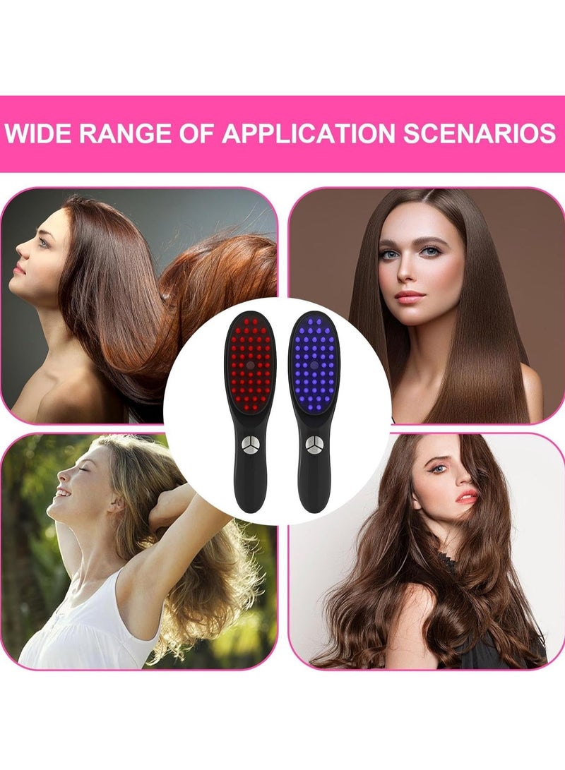 فرشاة نمو الشعر، مشط تدليك فروة الراس بالاهتزاز للعلاج  فروة شعر الراس  مع وضع كمية من الزيت  ليعالج به فروة شعر الراس بالضوء الاحمر/الازرق، فك تشابك الشعر الكثيف/المجعد/الناعم، للبالغين من الجنسين - Image 4