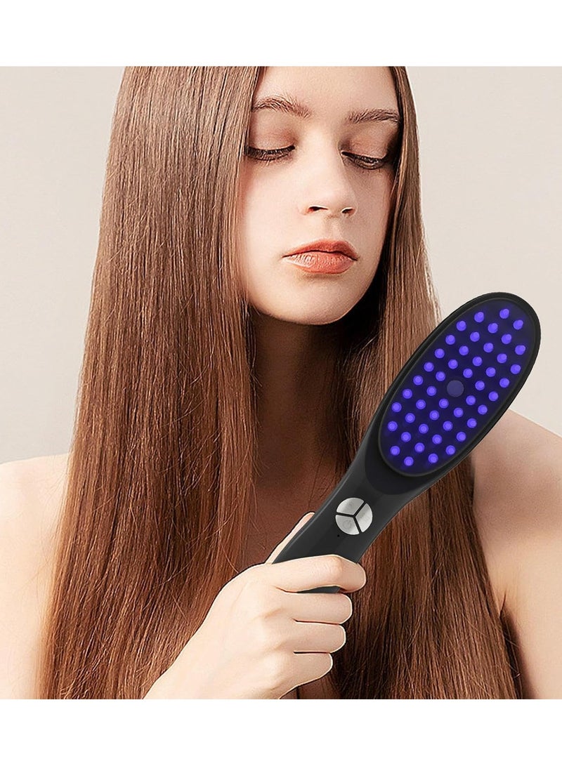 فرشاة نمو الشعر، مشط تدليك فروة الراس بالاهتزاز للعلاج  فروة شعر الراس  مع وضع كمية من الزيت  ليعالج به فروة شعر الراس بالضوء الاحمر/الازرق، فك تشابك الشعر الكثيف/المجعد/الناعم، للبالغين من الجنسين - Image 3