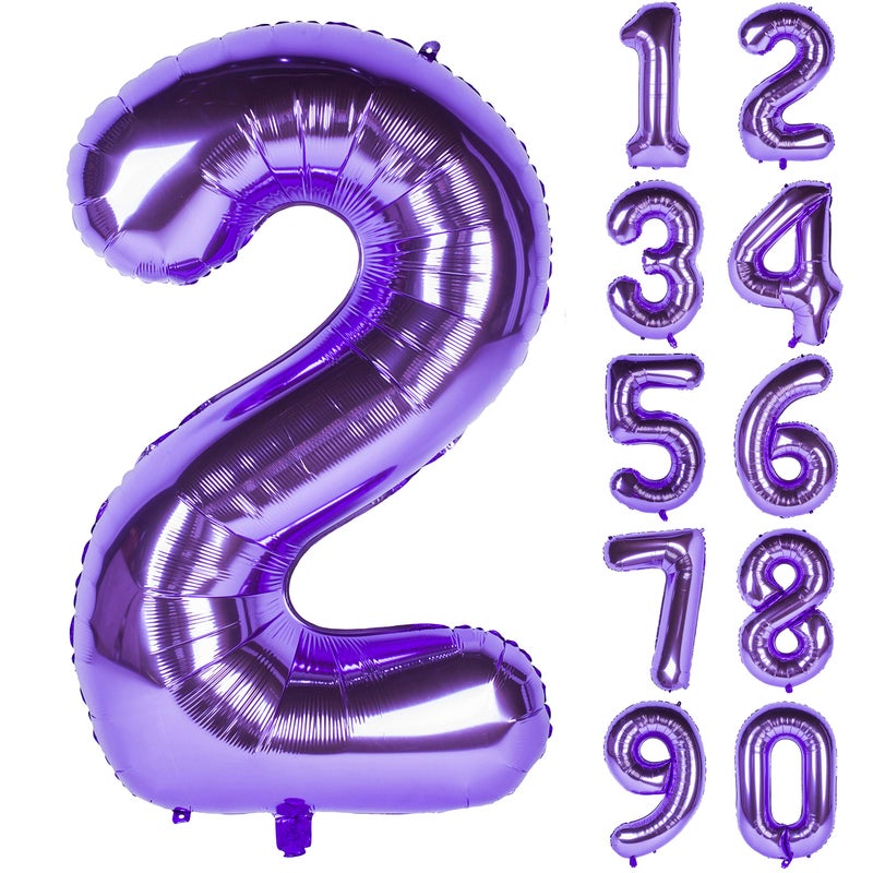 CHANGZHONG 40 Inch Purple Number Helium Foil Birthday Party Digit Balloon (Purple 2) - Image 1