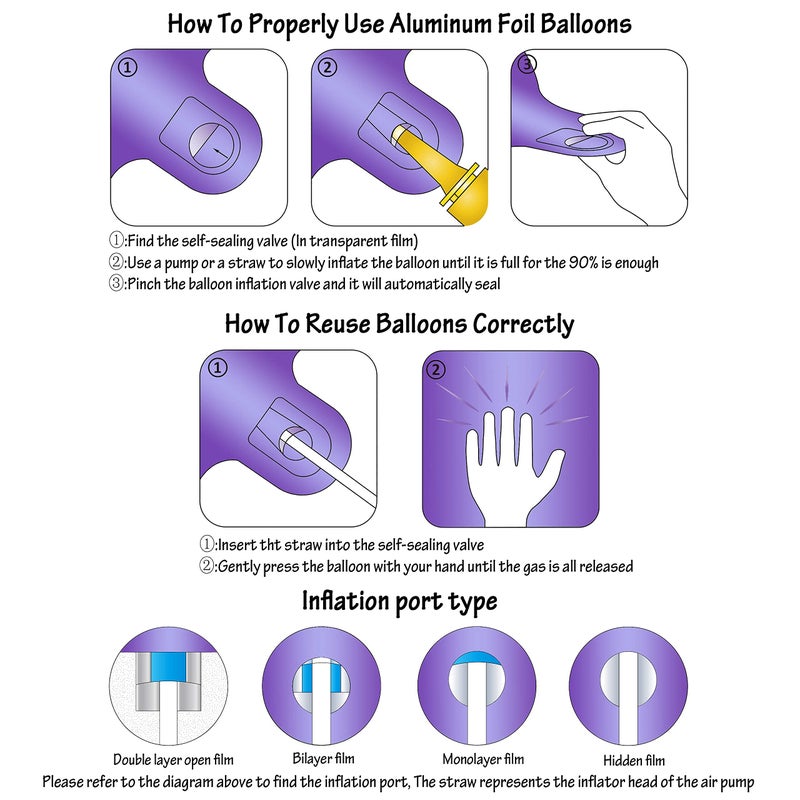 CHANGZHONG 40 Inch Purple Number Helium Foil Birthday Party Digit Balloon (Purple 2) - Image 4