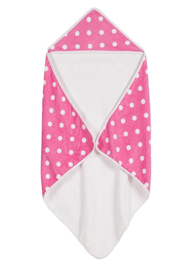 CREEVA Cuddle Baby/Kids Hooded Bath Towel in Pink Dotted Print – 100% Cotton, Super Absorbent Bath Wrap for Newborns & Toddlers | (0-3Years) - Image 3