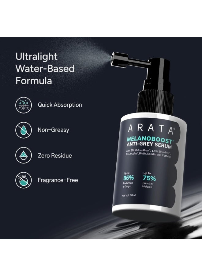 أراتا سيروم مضاد لشيب الشعر واللحية مع 2٪ ميلانوجراي و1.5٪ سيلفرفري و1٪ أركوليس ™ يعزز إنتاج الميلانين | يعزز التصبغ الطبيعي | يقلل من الشعر الرمادي | 30 مل - Image 5