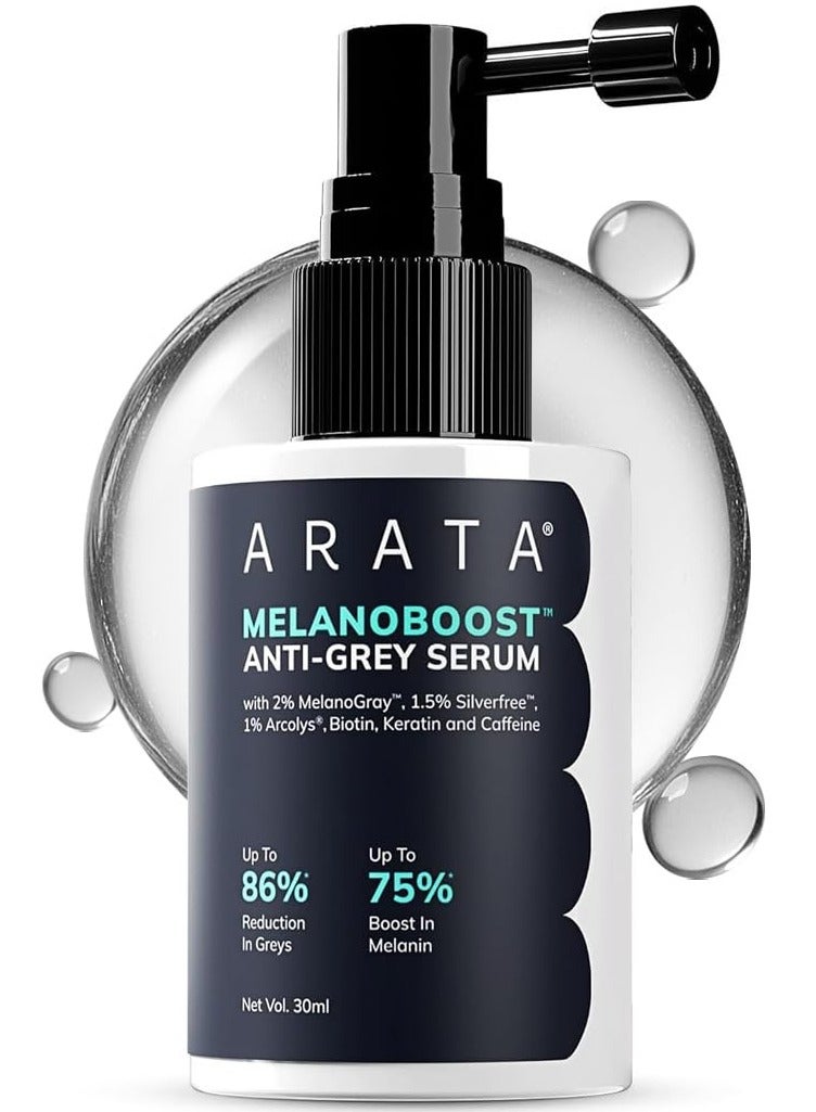 أراتا سيروم مضاد لشيب الشعر واللحية مع 2٪ ميلانوجراي و1.5٪ سيلفرفري و1٪ أركوليس ™ يعزز إنتاج الميلانين | يعزز التصبغ الطبيعي | يقلل من الشعر الرمادي | 30 مل - Image 1