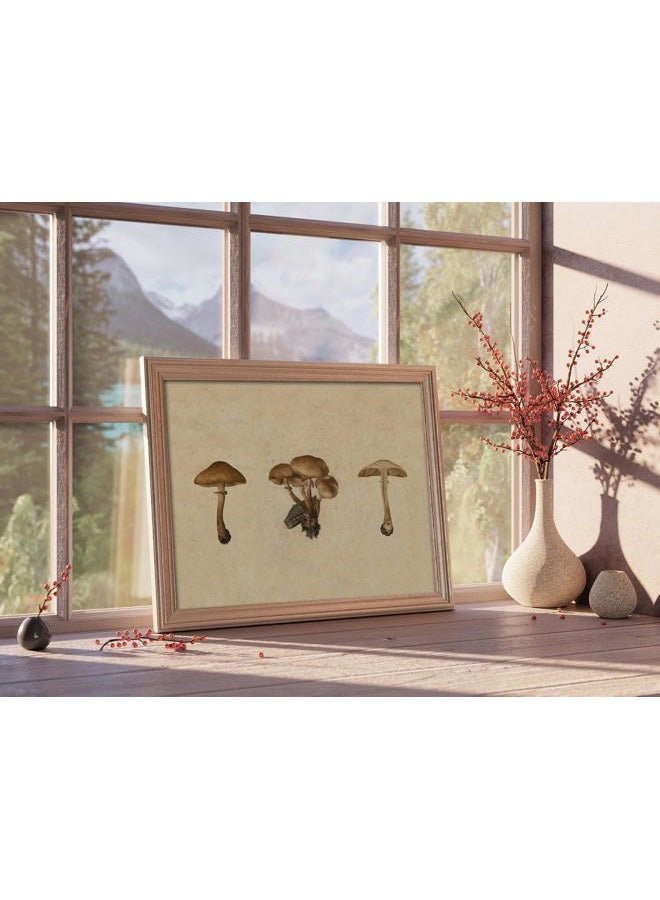 Kizbok Vintage Mushroom Wall Art Poster, Farmhouse Mushroom Wall Decor, Retro Botanical Paintings Cottagecore Room Decor Aesthetic, Neutral Earthy mushroom Picture for Kitchen Bedroom Gallery Nursery - Image 4